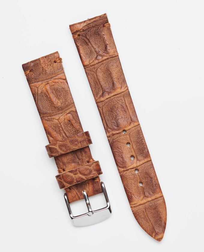 Light brown watch strap with crocodile pattern 20mm