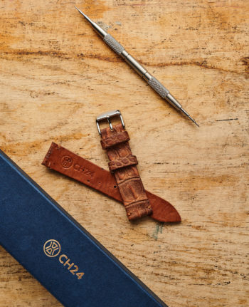 Jasnobrązowy pasek ze skóry o fakturze krokodyla 20 mm