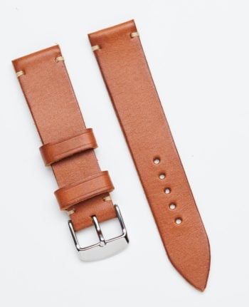 Light brown watch strap made of vegetable tanned leather 20 mm