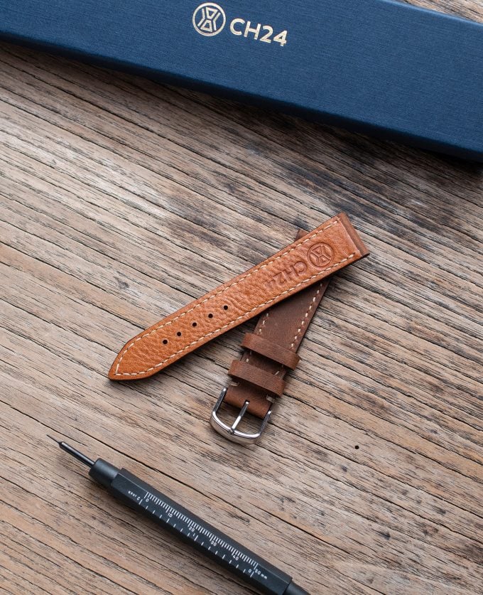 Brown watch strap made of oiled leather Crazy Horse 20mm
