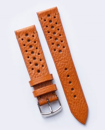 Light brown, perforated watch strap with vegetable tanned Italian leather 20mm