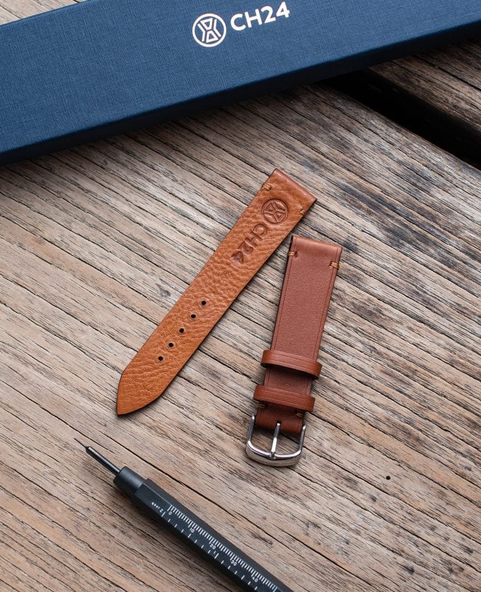 Light brown watch strap made of Barenia leather from Tannery Haas 20mm